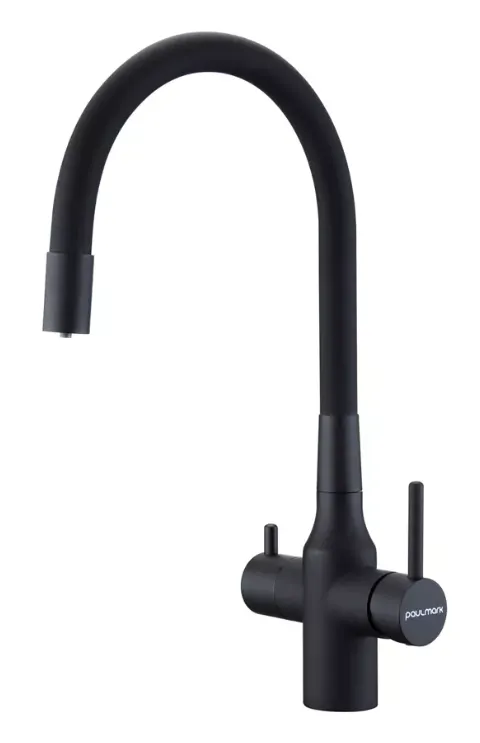 Фото товара: Paulmark SALIX, смеситель, антрацит, черный шланг