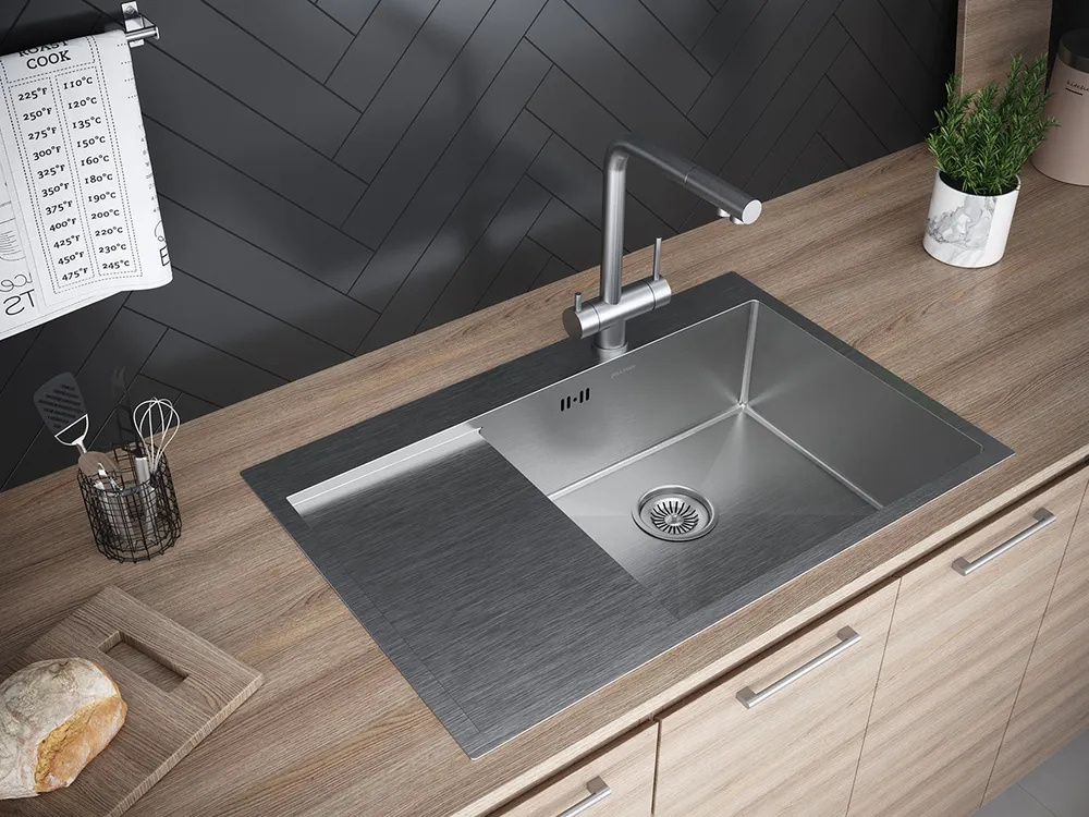 Детальное фото товара: Paulmark KRONER 78F, мойка, нержавеющая сталь брашированная