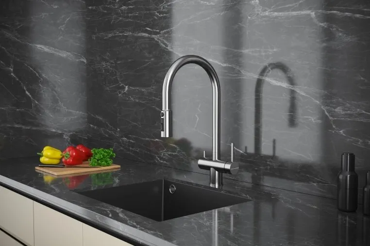 Детальное фото товара: KUCHENSTERN UBER-FS, смеситель, нержавеющая сталь