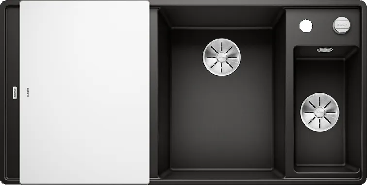Детальное фото товара: Blanco Axia III 6S-F, мойка, чаша справа, гранит, черный, доска стекло