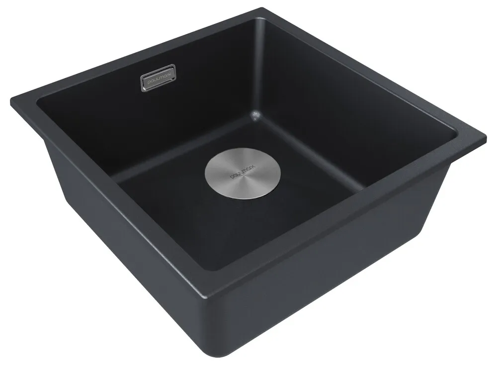 Детальное фото товара: Paulmark LUMI 45UNI-SKEW, мойка, гранит, черный металлик