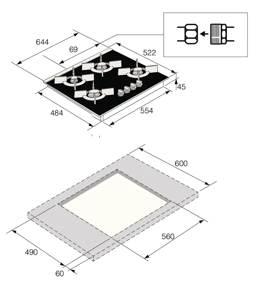 Детальное фото товара: ASKO HG8640BGB1 газовая поверхность