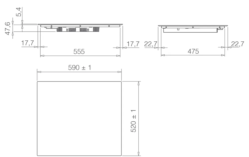 Детальное фото товара: ELICA RATIO CONNEX 604 PLUS BL индукционная поверхность