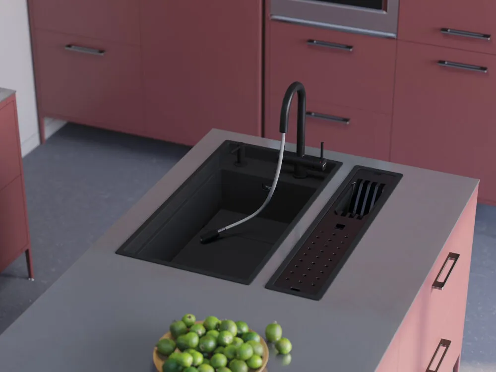 Детальное фото товара: Omoikiri Kinaru 86-U/I GB, мойка, керамика, графит