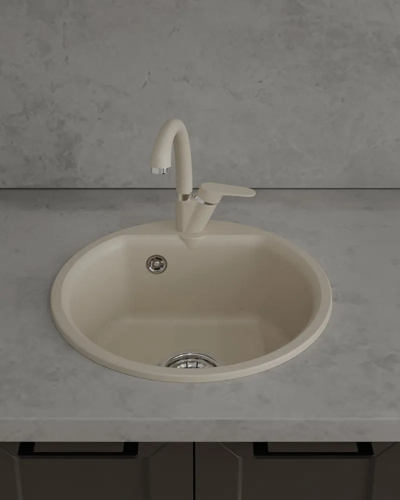 Детальное фото товара: ЭкоМ М-435, мойка, мрамор, бежевый