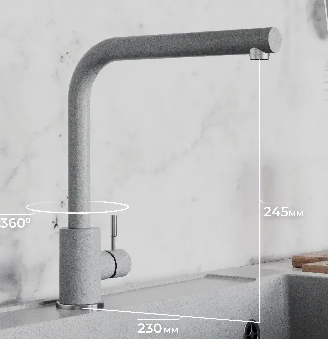 Детальное фото товара: Polygran Спика, смеситель, серый №14