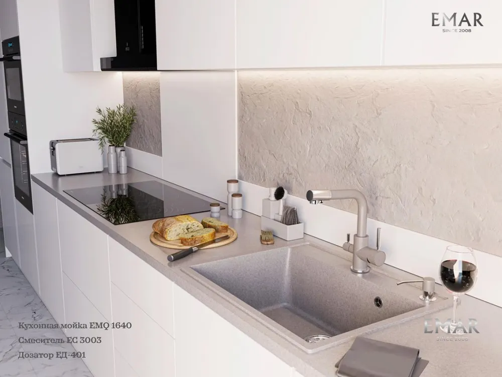 Детальное фото товара: Emar EMQ-1640.Q, мойка, гранит, барит