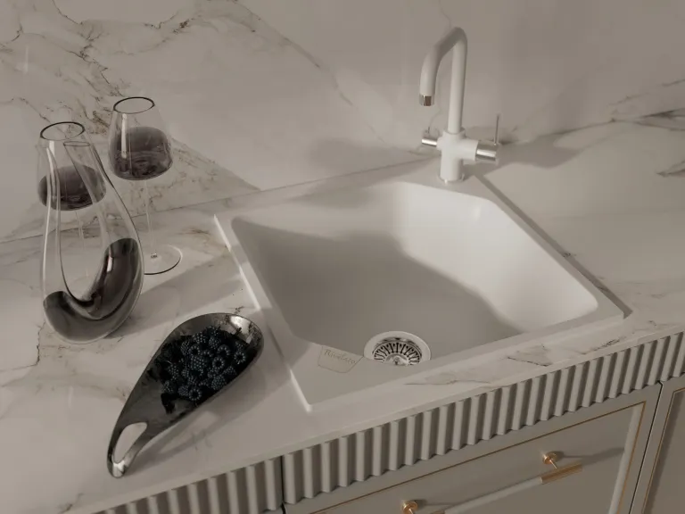 Детальное фото товара: Rivelato TOVEL 9025201 brina/cromo, смеситель, гранит, иней/хром