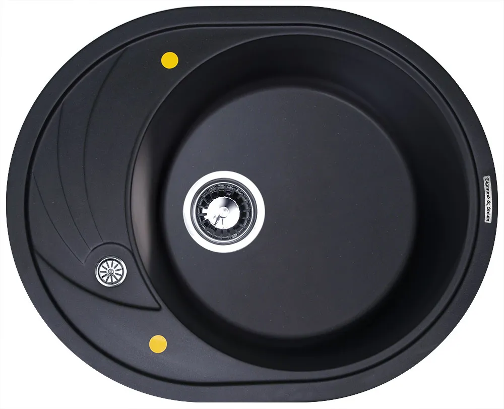 Детальное фото товара: Zigmund & Shtain KREIS OV 575, мойка, черный базальт 