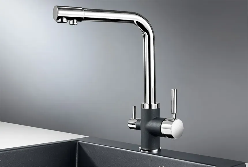 Детальное фото товара: GRANULA 3015 смеситель, гранит, хром/шварц