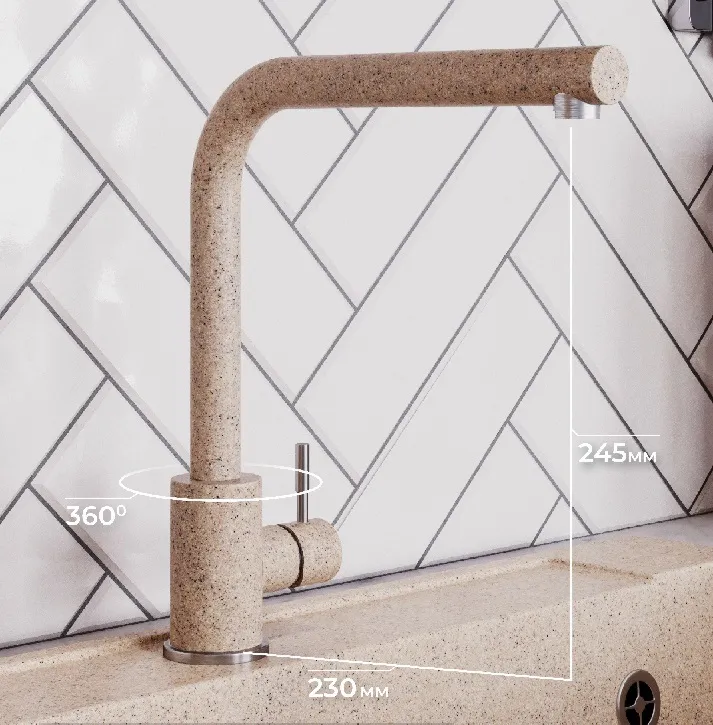 Детальное фото товара: Polygran Спика, смеситель, песочный №302