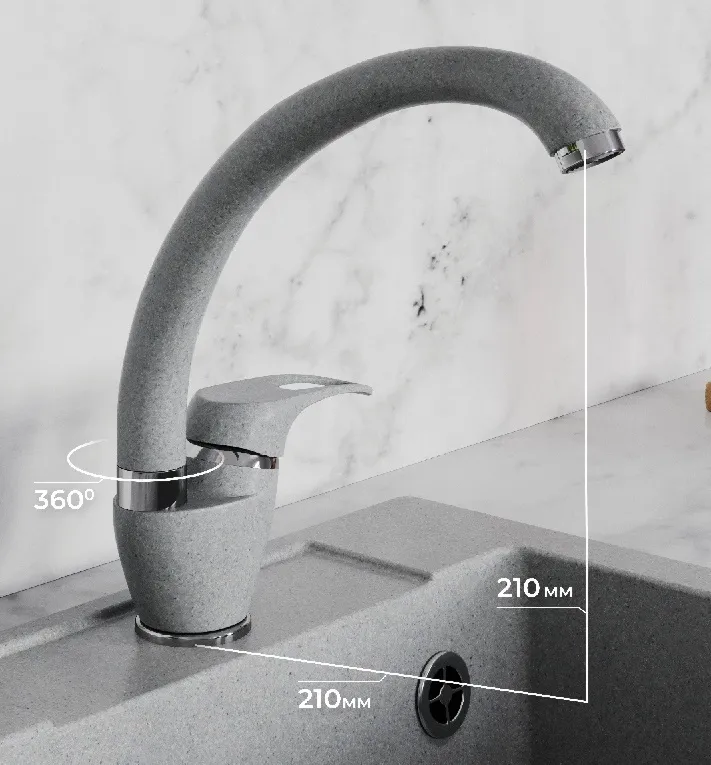 Детальное фото товара: Polygran Денеб, смеситель, серый №14