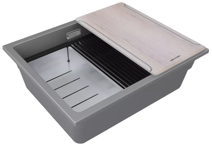 Детальное фото товара: Paulmark LUMI-MULTI SINK 55, мойка, гранит, серый металлик
