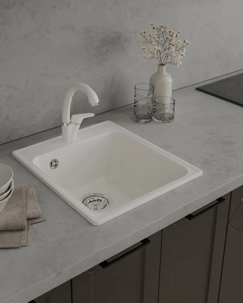 Детальное фото товара: ЭкоМ 4248, мойка, гранит, белый