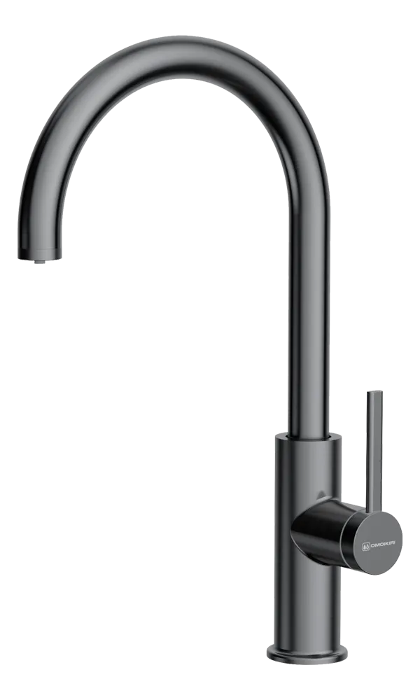 Детальное фото товара: Omoikiri Okawa 2 Plus-GM, смеситель, нержавеющая сталь, вороненая сталь