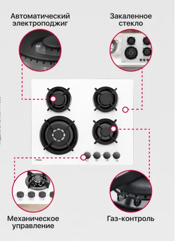 Детальное фото товара: Hansa BHGW63111035 газовая поверхность