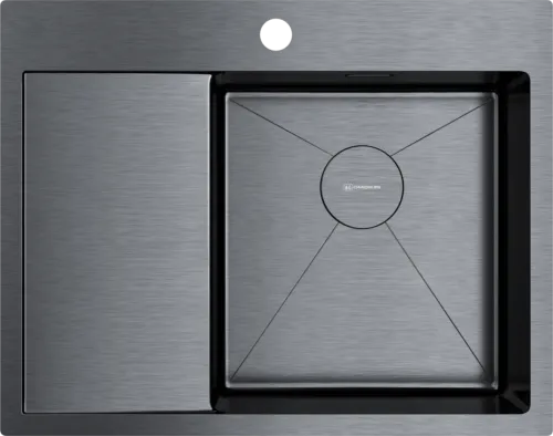 Фото товара: Omoikiri Akisame 65-GM-R, мойка, нержавеющая сталь/вороненая сталь, чаша справа