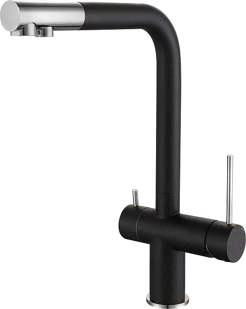 Фото товара: Rivelato LUGANO 1523513 nero/cromo, смеситель, гранит, черный/хром