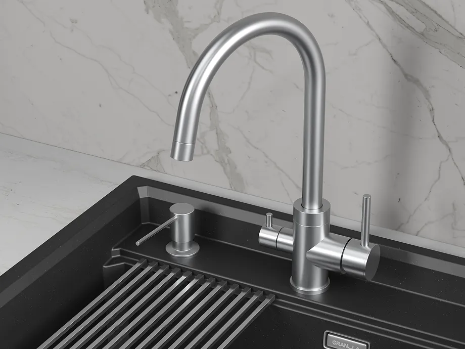 Детальное фото товара: GRANULA 5169 смеситель, нержавеющая сталь, алюминиум