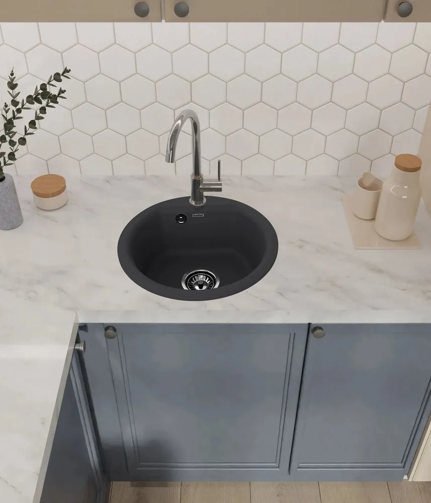 Детальное фото товара: GranFest GF-SMART 435, мойка, мрамор, черный