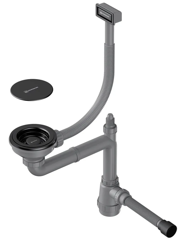 Детальное фото товара: Omoikiri WK-1C-GB Арматура для одночашевых моек с прямоугольным переливом, графит