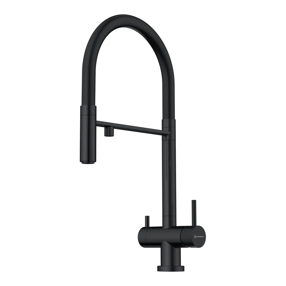 Фото товара: Omoikiri Kanto GB, смеситель, графит/черный гибкий шланг