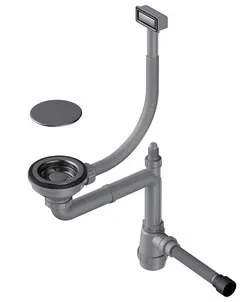 Фото товара: Omoikiri WK-1C-GM Арматура для одночашевых моек с прямоугольным переливом, вороненая сталь