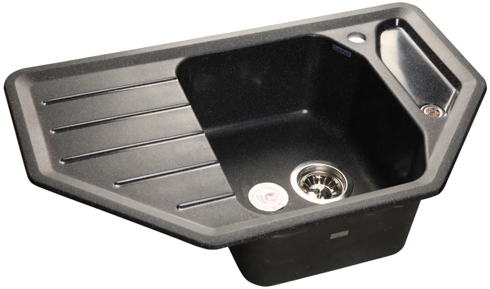 Детальное фото товара: GranFest CORNER GF-C-800 E, мойка, мрамор, черный