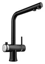 Фото товара: Omoikiri Hotaru-GM-WH, смеситель, вороненая сталь/белые вставки на ручках