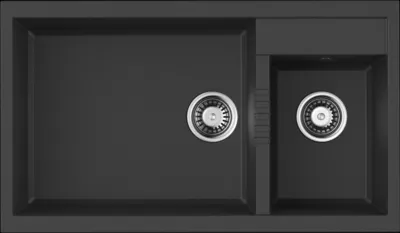 Детальное фото товара: Omoikiri Tedori 86-2-LB-BL, мойка, гранит, черный