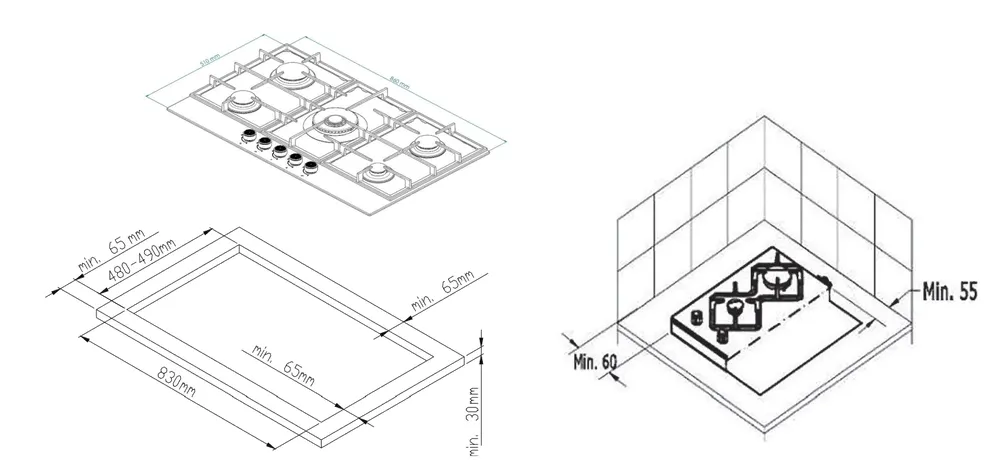 Детальное фото товара: Kuppersberg FG 95 B газовая поверхность