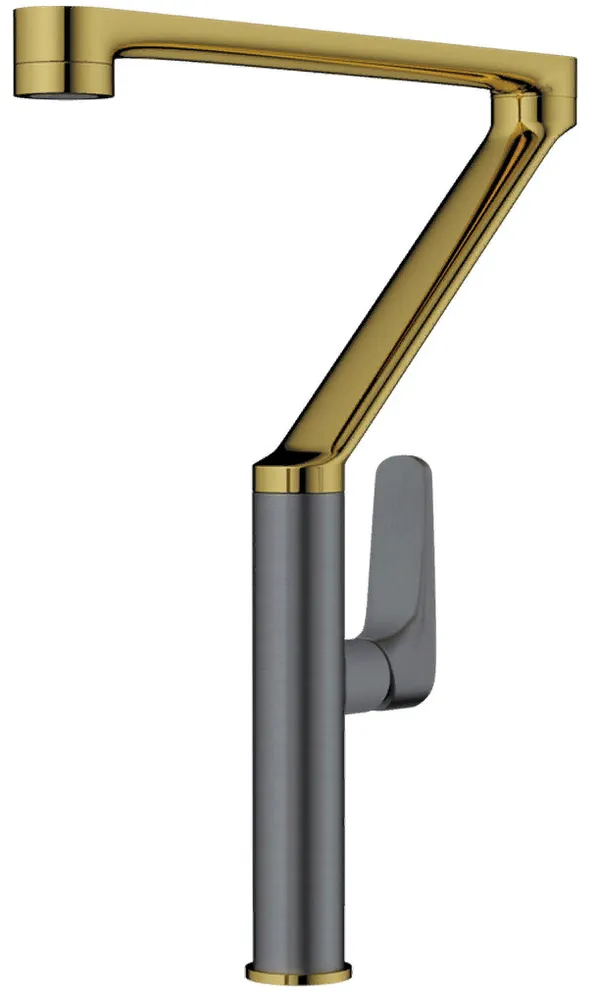 Фото товара: Omoikiri Tara-LG-GM, смеситель, светлое золото/вороненая сталь