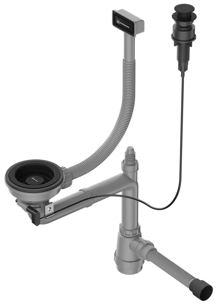 Фото товара: Omoikiri WK-1-A-GB Арматура для одночашевых моек с прямоугольным перелив, графит