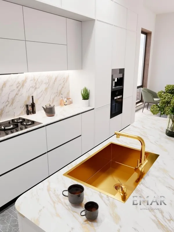 Детальное фото товара: Emar EMB-125A PVD Nano Golden, мойка, золото