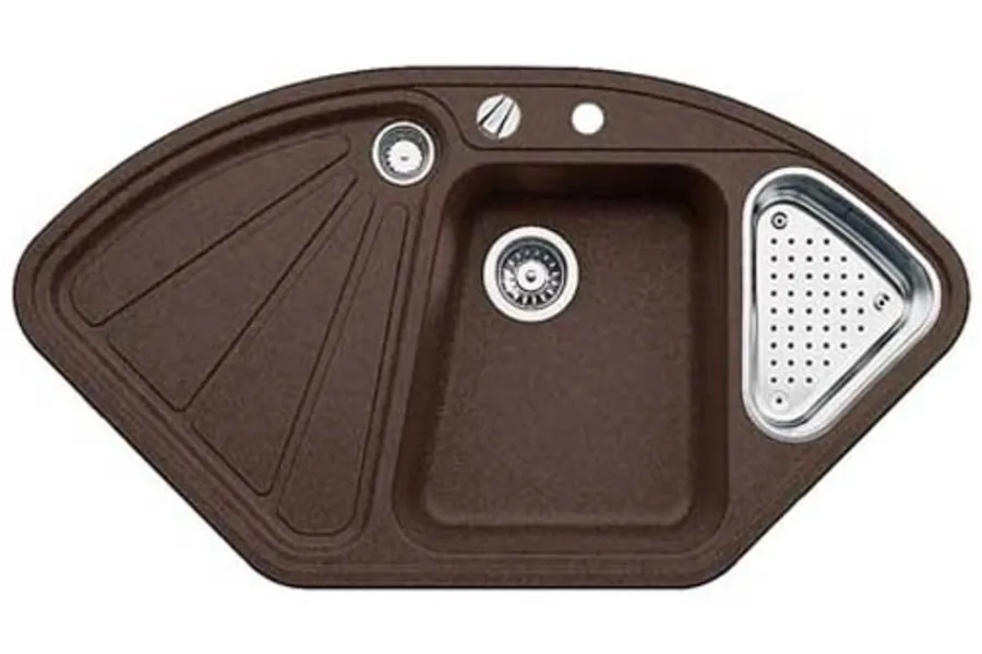 Детальное фото товара: Blanco Delta II-F, мойка, гранит, кофе с клапаном-автоматом