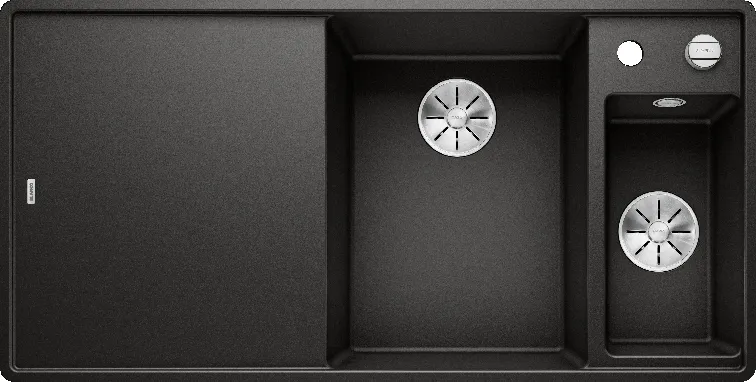 Детальное фото товара: Blanco Axia III 6S-F, мойка, чаша справа, гранит, черный, доска ясень