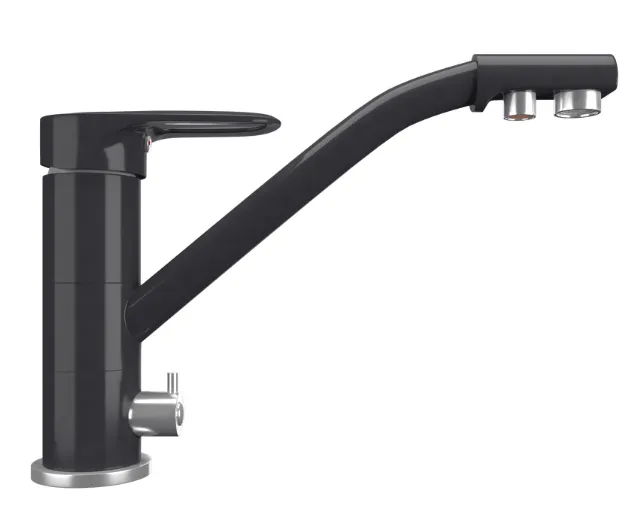 Фото товара: Maunfeld MFQT-10DGR, смеситель, гранит, темно-серый