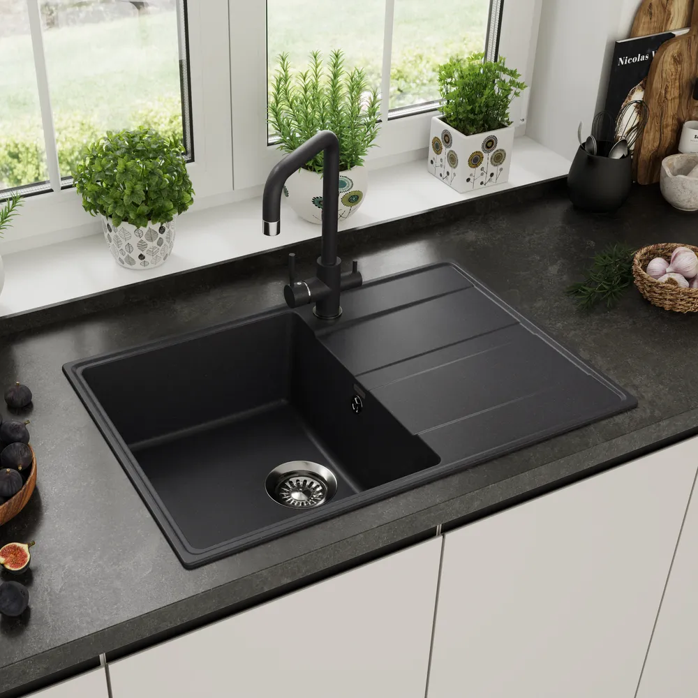 Детальное фото товара: Maunfeld Lacrima 750 MFQS-750B, мойка, гранит, черный