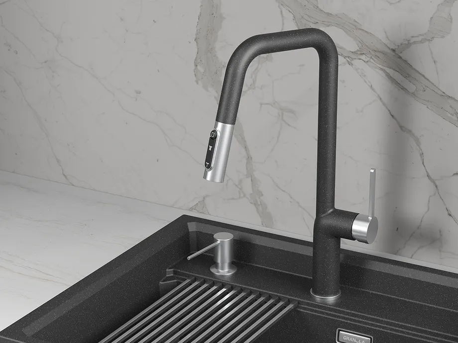 Детальное фото товара: GRANULA 9011 смеситель, нержавеющая сталь, черный