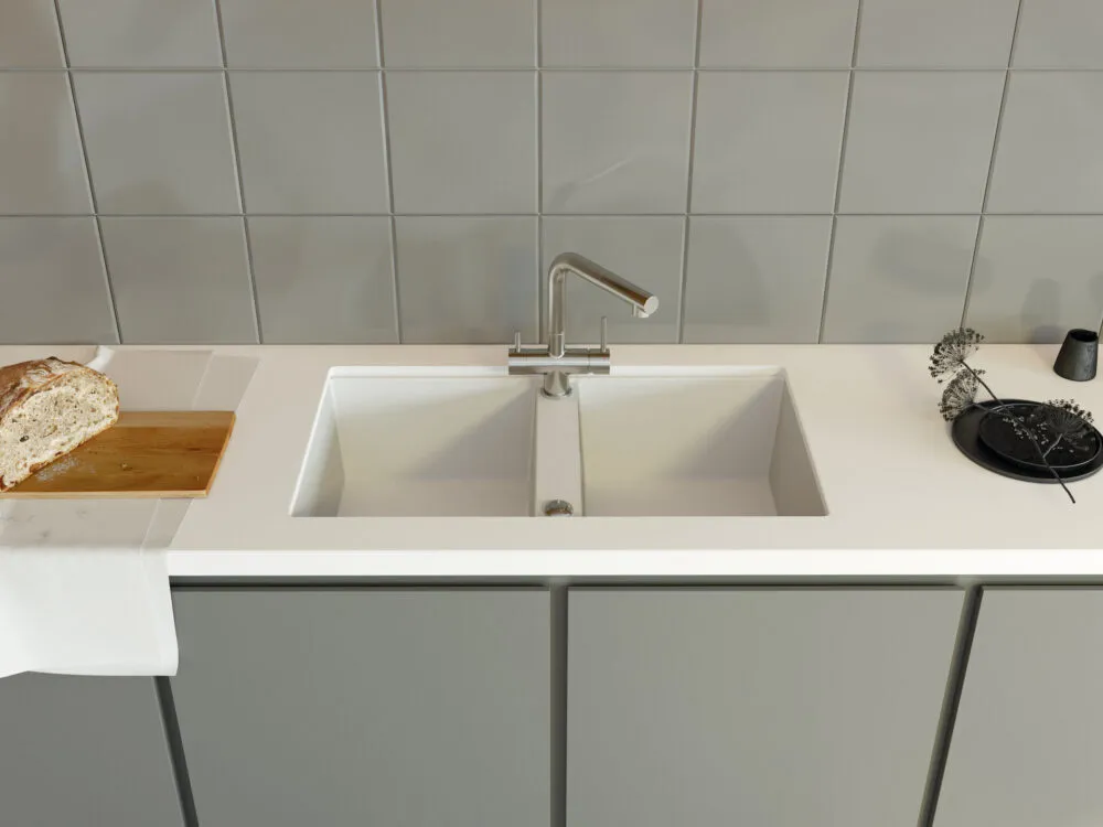 Детальное фото товара: Omoikiri Kitagawa 83-2-U-WH, мойка, керамика, белый