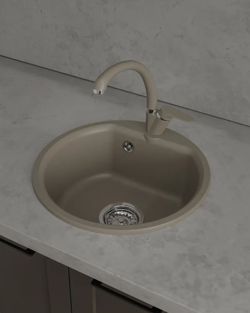 Детальное фото товара: ЭкоМ М-435, мойка, мрамор, песочный