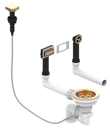 Фото товара: ALVEUS выпуск для мойки с вертикальным переливом POP UP BRONZE new с рамкой и заглушкой