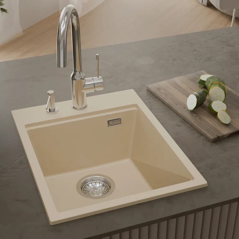 Детальное фото товара: Rivelato TESORO TR-405 beige scuro, мойка, гранит, тёмно-бежевый