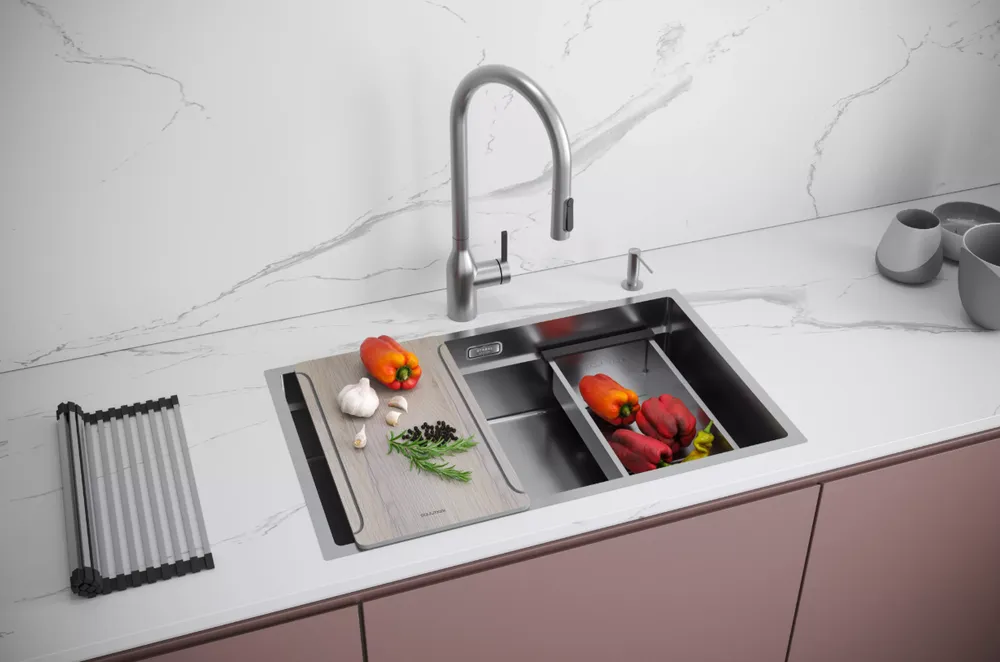 Детальное фото товара: Paulmark NEXT-MULTI SINK 74-L UNI, мойка, нержавеющая сталь брашированная