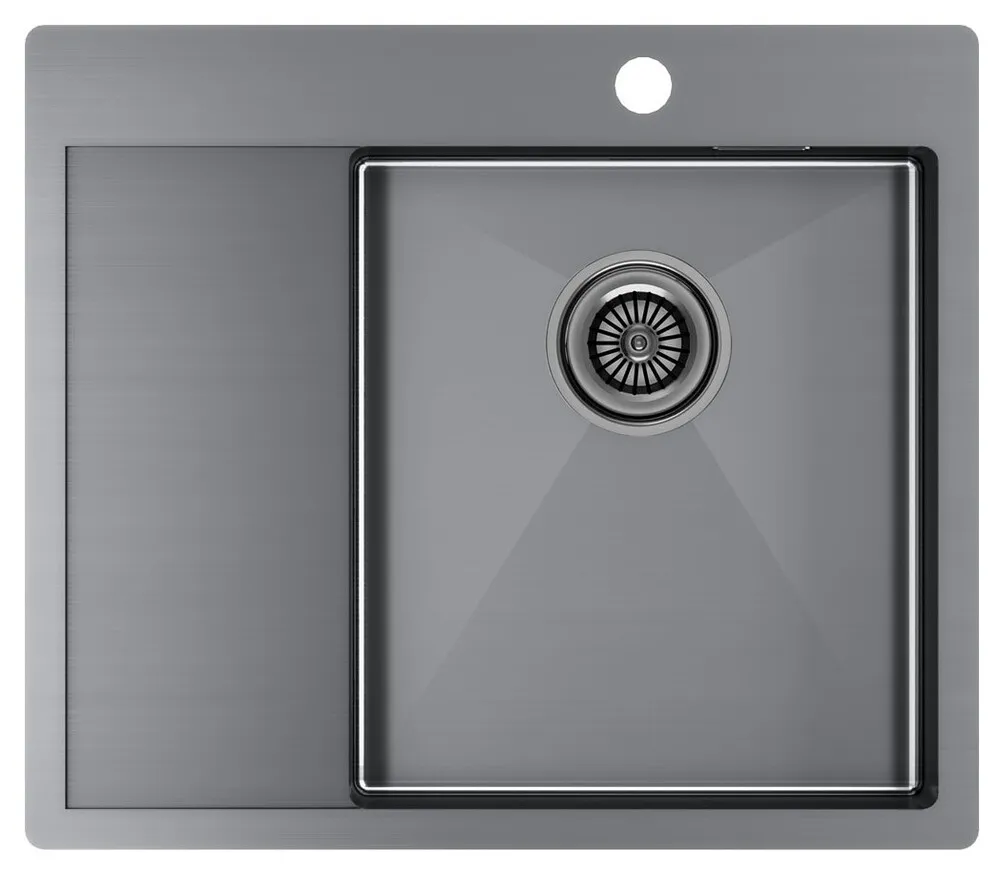 Детальное фото товара: Paulmark KRONER 59F, мойка, нержавеющая сталь, вороненая сталь, правая