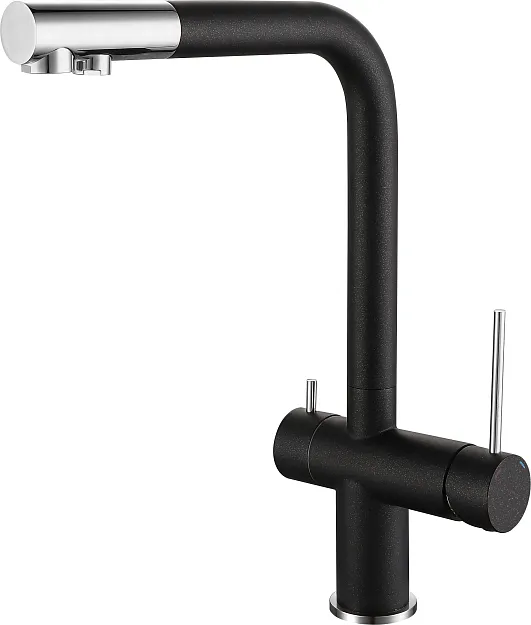 Фото товара: Rivelato LUGANO 1523513 antracite/cromo, смеситель, гранит, антрацит/хром