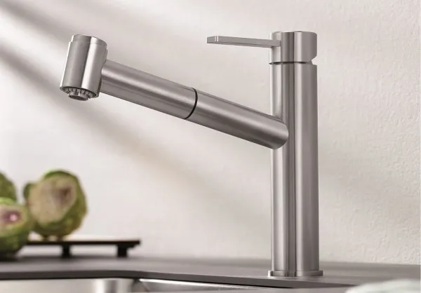 Фото товара: Blanco Ambis-S, смеситель, нержавеющая сталь матовая