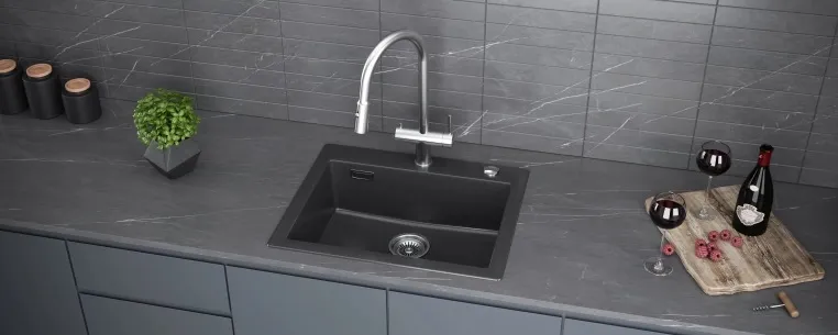 Детальное фото товара: KUCHENSTERN TOPKERAM 60, мойка, керамика, керамический черный