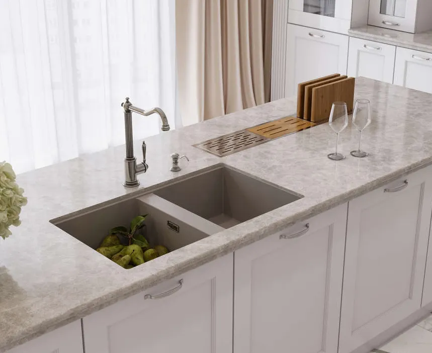 Детальное фото товара: Omoikiri Kitagawa 83-2-U-GR, мойка, керамика, leningrad grey