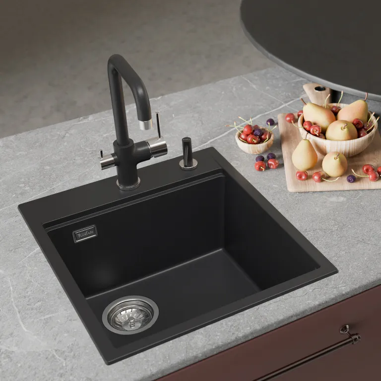 Детальное фото товара: Rivelato TESORO TR-455-L antracite, мойка, гранит, антрацит